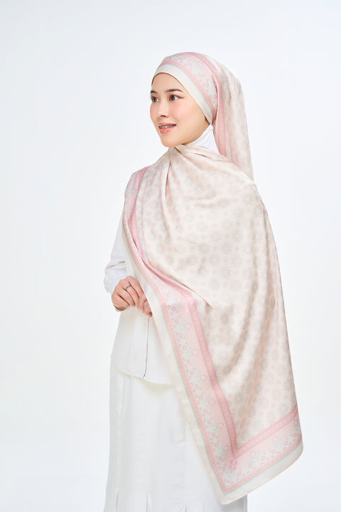 Majida Satin Hijab - Ballet White