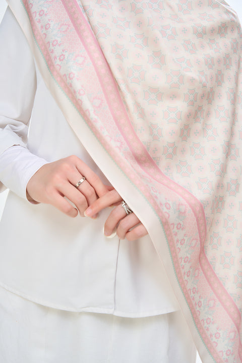 Majida Satin Hijab - Ballet White