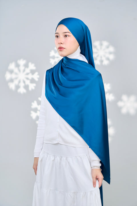Inaya Satin Hijab - Phantom Blue