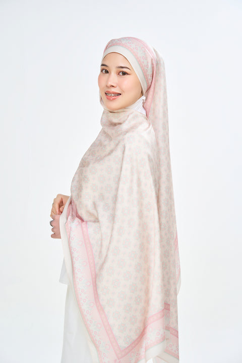 Majida Satin Hijab - Ballet White