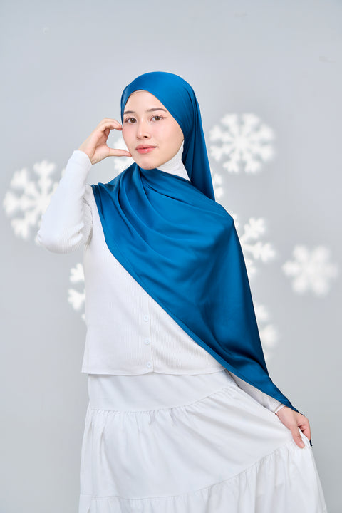 Inaya Satin Hijab - Phantom Blue