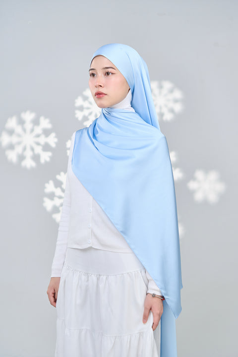 Inaya Satin Hijab - Blue Linosa