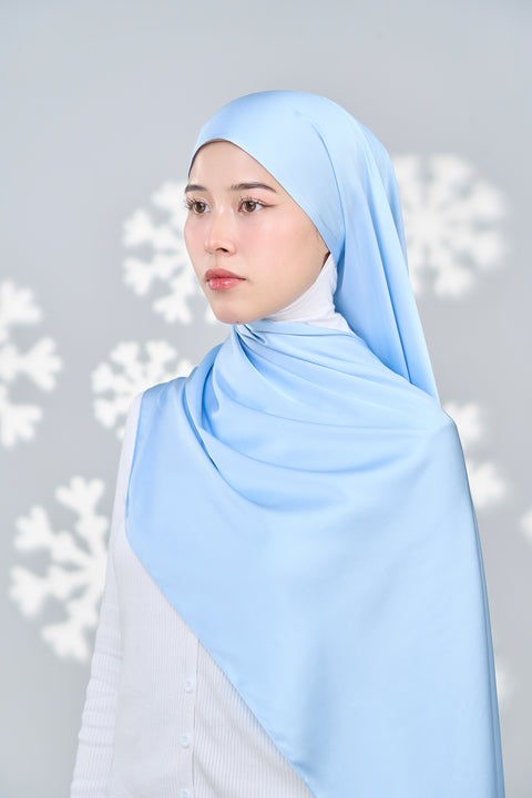 Inaya Satin Hijab - Blue Linosa
