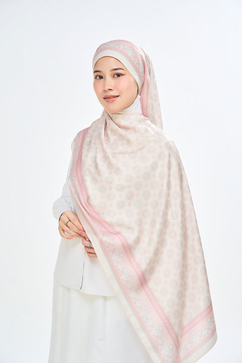 Majida Satin Hijab - Ballet White