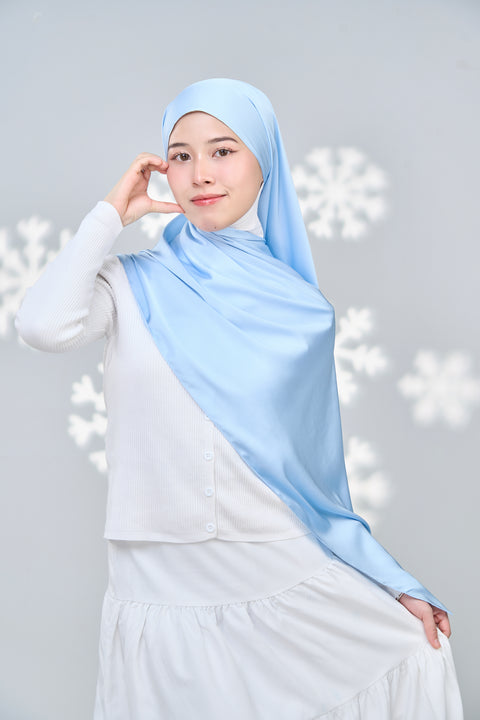 Inaya Satin Hijab - Blue Linosa