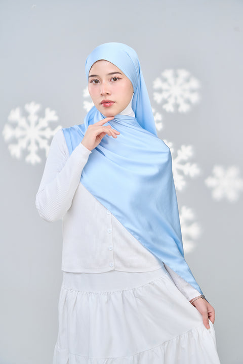 Inaya Satin Hijab - Blue Linosa