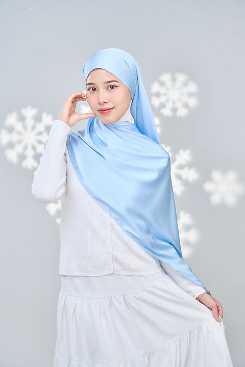 Inaya Satin Hijab - Blue Linosa