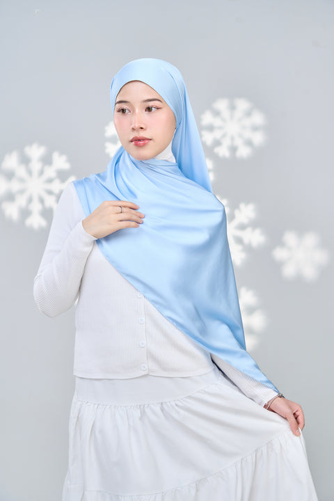 Inaya Satin Hijab - Blue Linosa