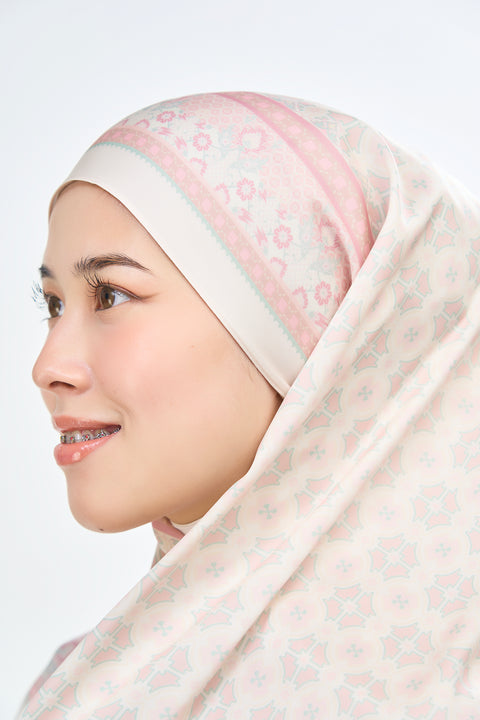 Majida Satin Hijab - Ballet White