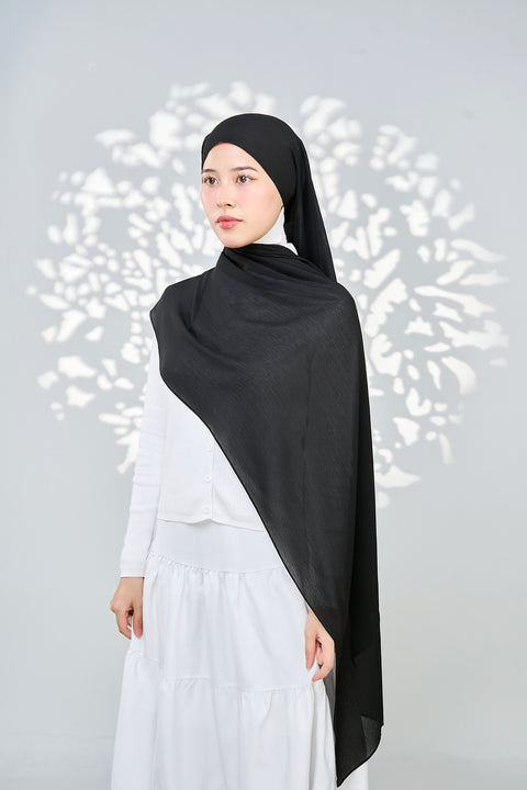 Aaliya Crinkle Hijab - Jet Black
