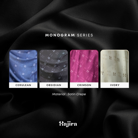 Monogram Satin Hijab - Ivory