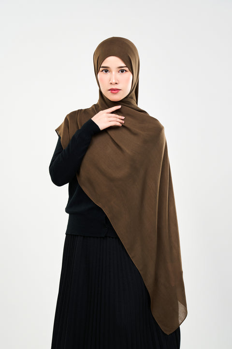 Ayra Everyday Cotton Hijab - Burnt Coffee