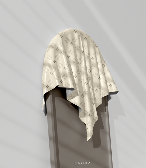 Monogram Satin Hijab - Ivory