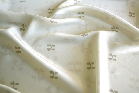 Monogram Satin Hijab - Ivory
