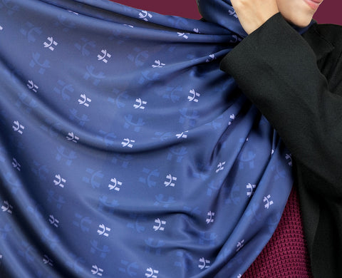 Monogram Satin Hijab - Cerulean