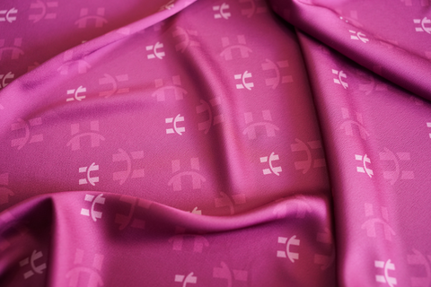 Monogram Satin Hijab - Crimson