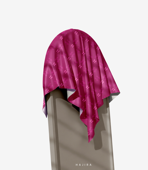 Monogram Satin Hijab - Crimson