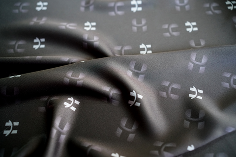 Monogram Satin Hijab - Obsidian