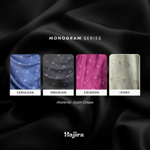 PREMIUM Hajira Scarf Monogram Cerulean Rectangular Prints Satin FREE Charm & Box