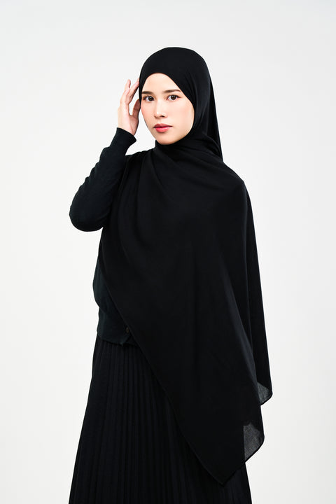 Ayra Everyday Cotton Hijab - Chaos Black [NEW COLOR]