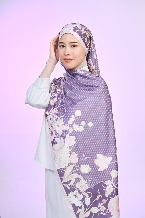 Nuhaa Satin Hijab - Pinot Noir