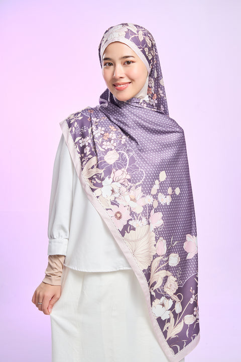 Nuhaa Satin Hijab - Pinot Noir